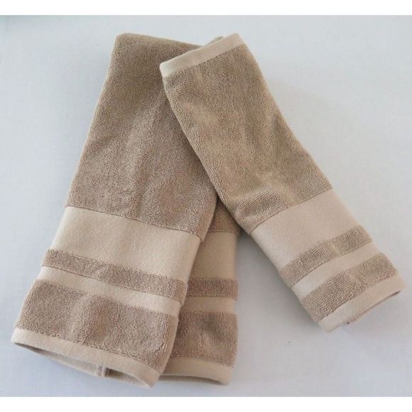 Ralph Lauren Wilton Desert Tan 100% Cotton Hand Towel & Wash Towel Set - Picture 1 of 6